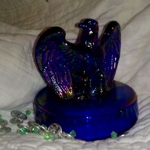 Bicentennial Fenton blue carnival Glass eagle